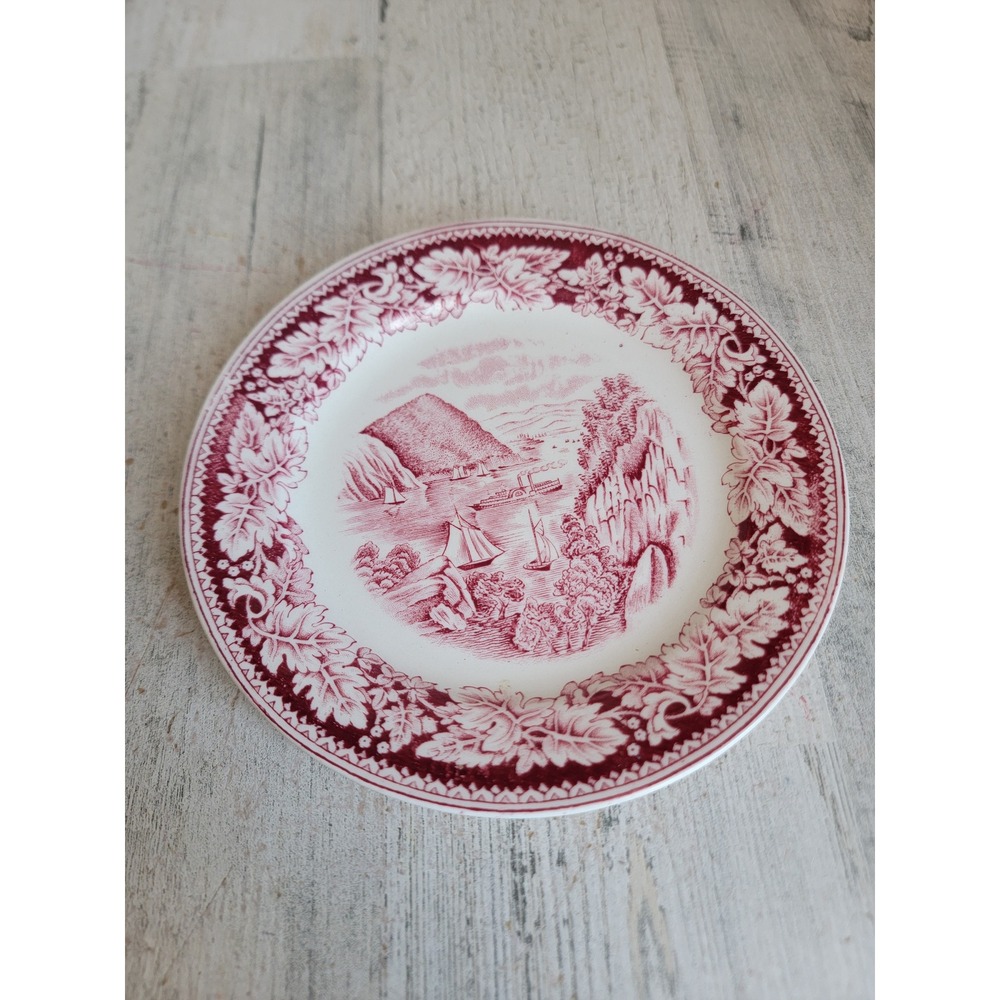 Red‎ Currier Ives Homer red sea ship sail plate dessert crow nest unique